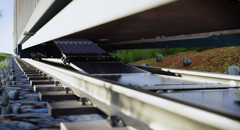 Sun-Ways Startup solar panels in train tracks
